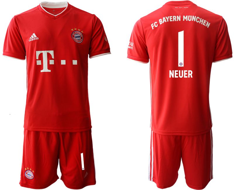 Men 2020-2021 club Bayern Munich home #1 red Soccer Jerseys